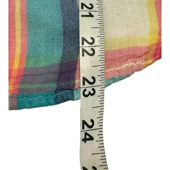 American Eagle Women’s Small Pastel Plaid Boyfriend Fit Button Down Top - Picture 6 of 7
